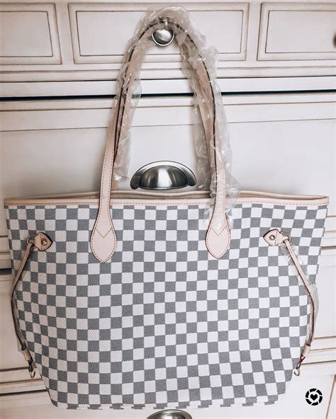 louis vuitton white checkered purse dupe